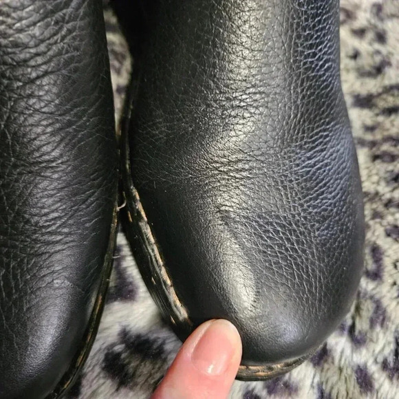 Born  Shoes | Paddock Pebble Black Leather Wedge Clogs Shoes - Picture 9 of 16